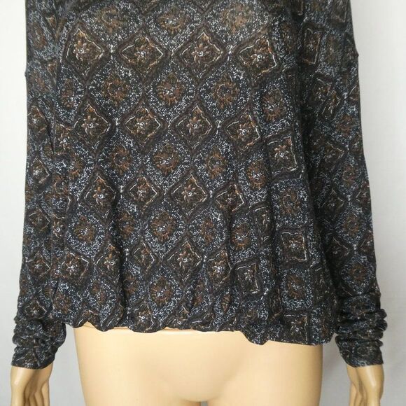 Free People Boat Neck Diamond Print Open Back Top - Picture 4 of 10